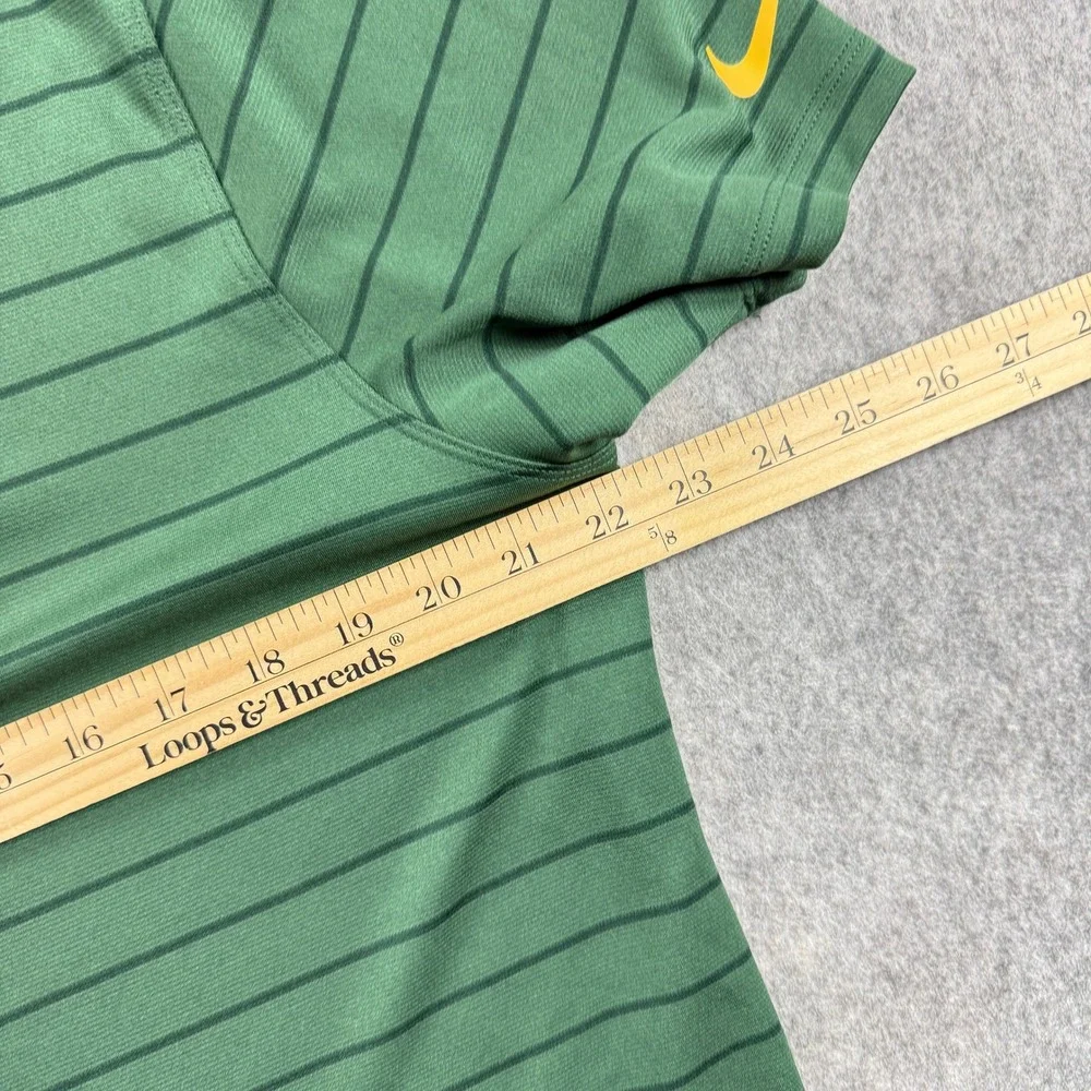 Nike Mens Polo Shirt M Dri Fit Green Bay Collared Short Sleeve Striped
